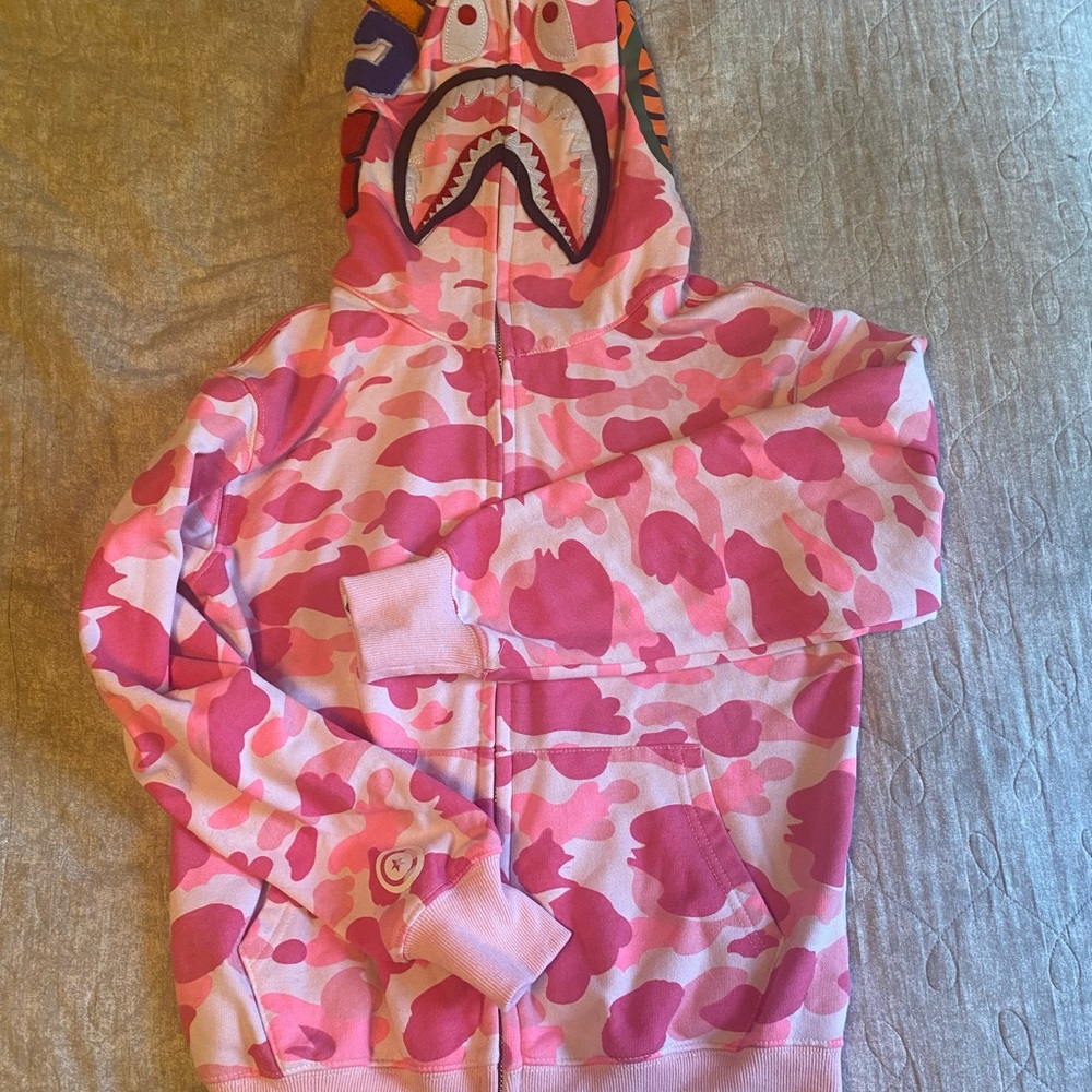 Bape Pink Camo Bathing Ape zip up hoodie Medium